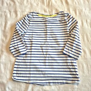 Johnnie B mini boden girls size 13-14 year blue & white stripe 3/4 sleeve shirt